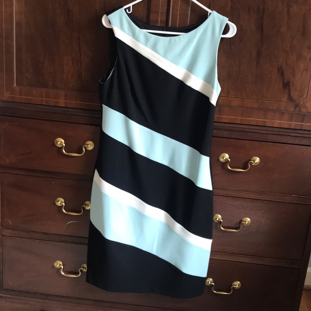 Connected black/blue/white dress